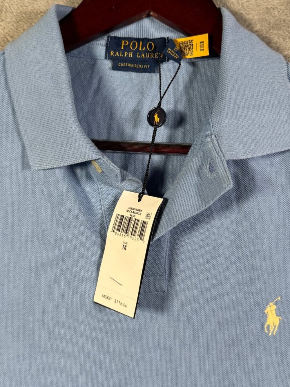 Polo Ralph Lauren Shirt Mens M Blue Custom Slim Fit Short Sleeve Cotton $118
